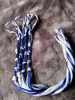 Royal blue and white tzitzyot