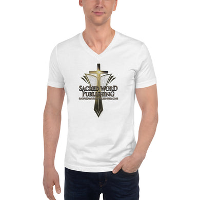 New Sacred Word Publishing Logo - Unisex Short Sleeve V-Neck T-Shirt