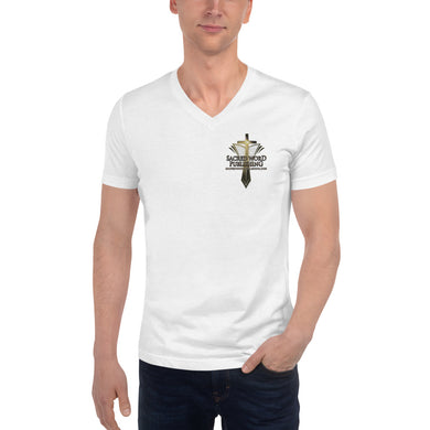 New Sacred Word Publishing Mini Logo - Unisex Short Sleeve V-Neck T-Shirt